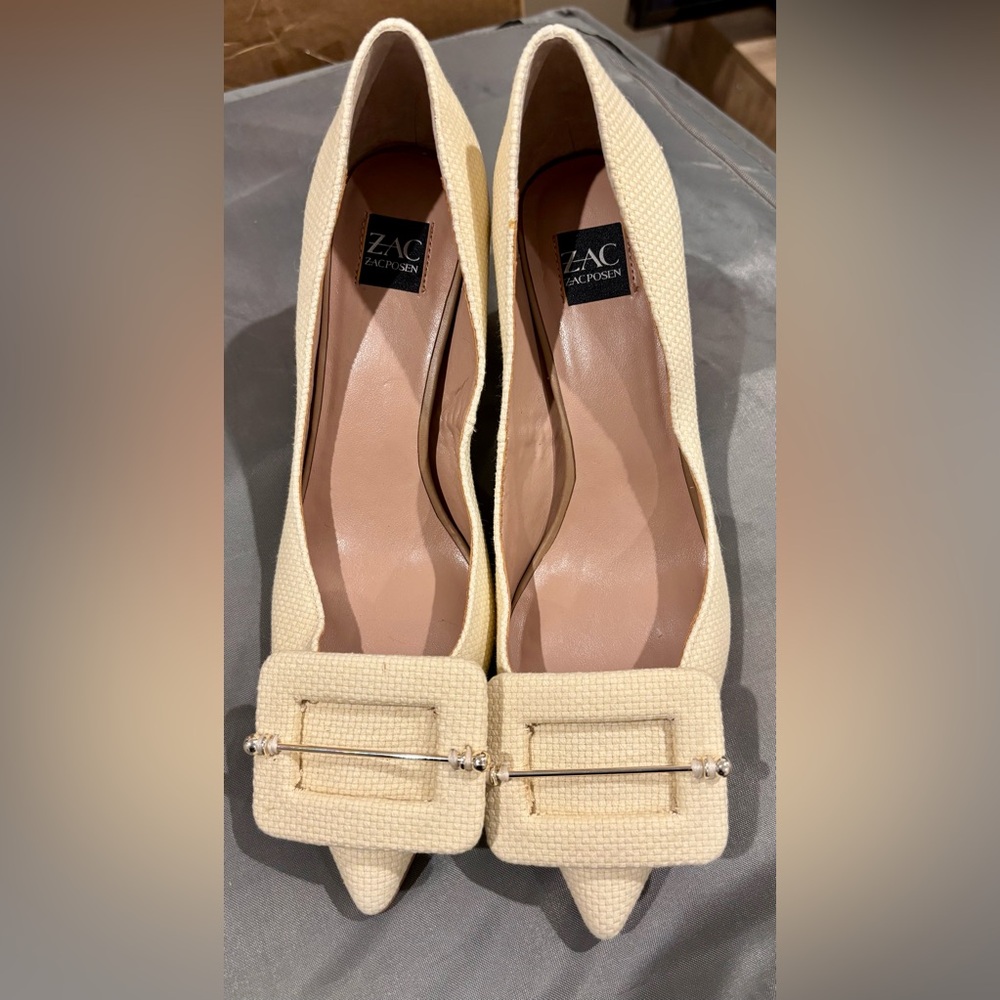 Zac Posen Textured Cream Heels